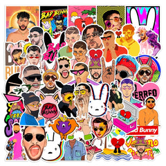 Bad Bunny Stickers 50 Pcs Vinyl Decals Laptop Skateboard Water Bottles Cars