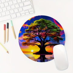 Tree Round Mouse Mat Non Slip Rubber Base Small Size Mousepad