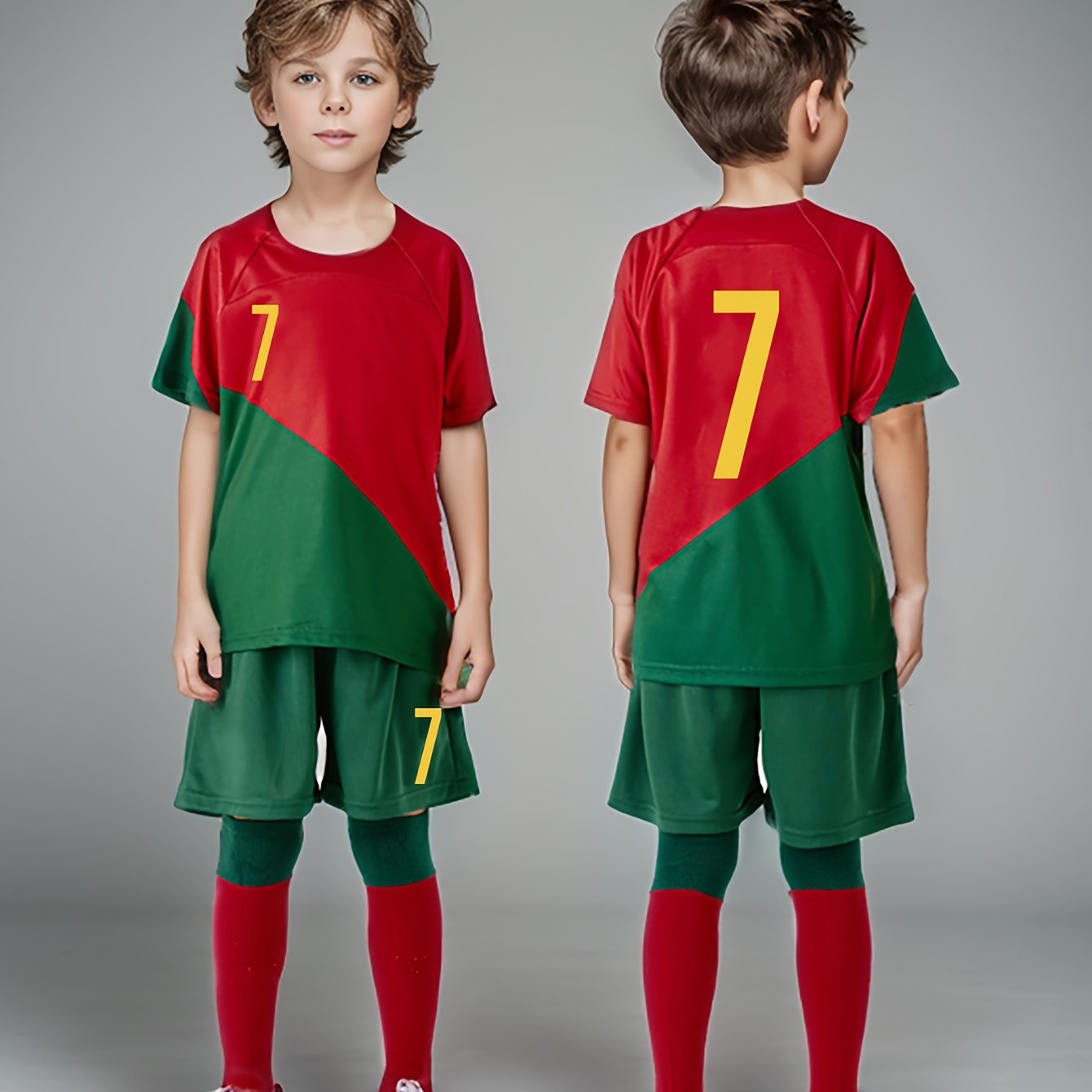 Quick Dry Football 7 Kids Boys Soccer Jersey & Shorts Set