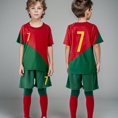 Quick Dry Football 7 Kids Boys Soccer Jersey & Shorts Set
