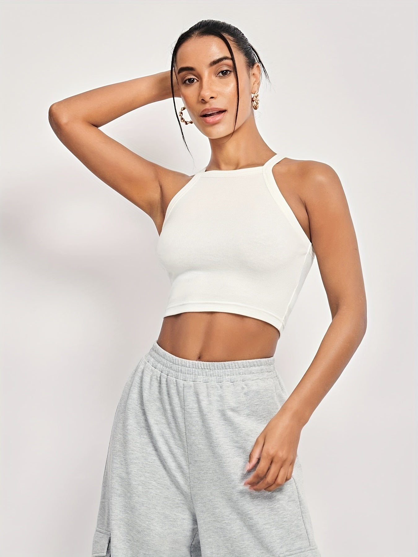 Ribbed Crop Spaghetti Strap Top Y2K Sexy Sleeveless Cami Top