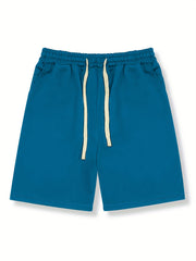 Solid Casual Stretch Graphic Drawstring Men's Shorts