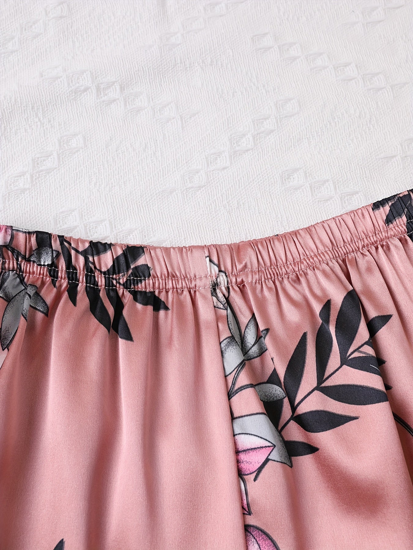 Floral Pajama Set Long Sleeve Top & Elastic Waistband Pants Women's Sleepwear