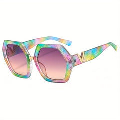 Oversized Polygonal Sunglasses UV400 Gradient Glasses