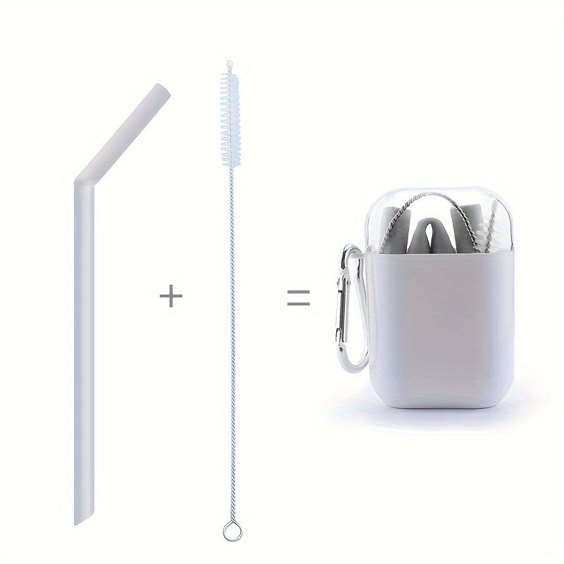 1pc Foldable Silicone Straw And Straw Brush Portable Straw