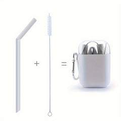 1pc Foldable Silicone Straw And Straw Brush Portable Straw