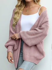 Solid Lantern Sleeve Cardigan