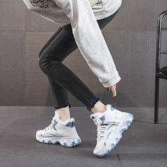 Women's Chunky Sneakers Warm Plush Lined Anti-slip Shoes