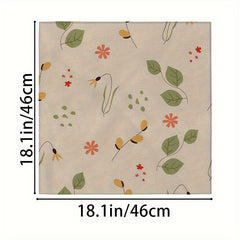 Floral Square Scarf with Green Leaves & Orange Flowers