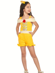 Girls Princess Jumper Jumpsuit Rose Sequin Carnival Summer Costume