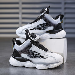 Boy's Basketball Shoes Rotating Buckle Soft Sole Casual Sneakers