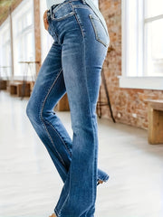 Flared Leg Stretch Washed Jeans