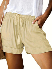 Drawstring High Rise Casual Shorts With Pockets