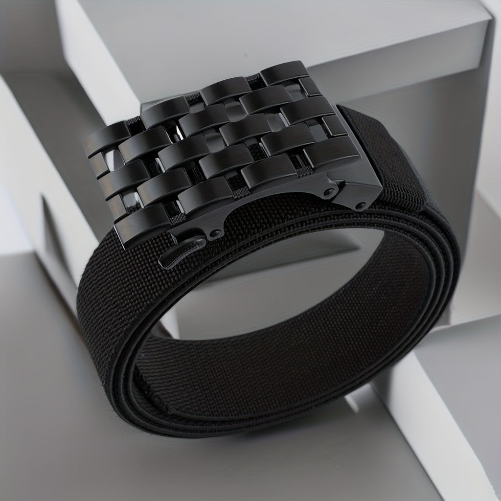 Men's Rectangular Hollow Canvas Belt Automatic Buckle