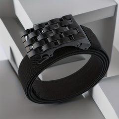 Men's Rectangular Hollow Canvas Belt Automatic Buckle