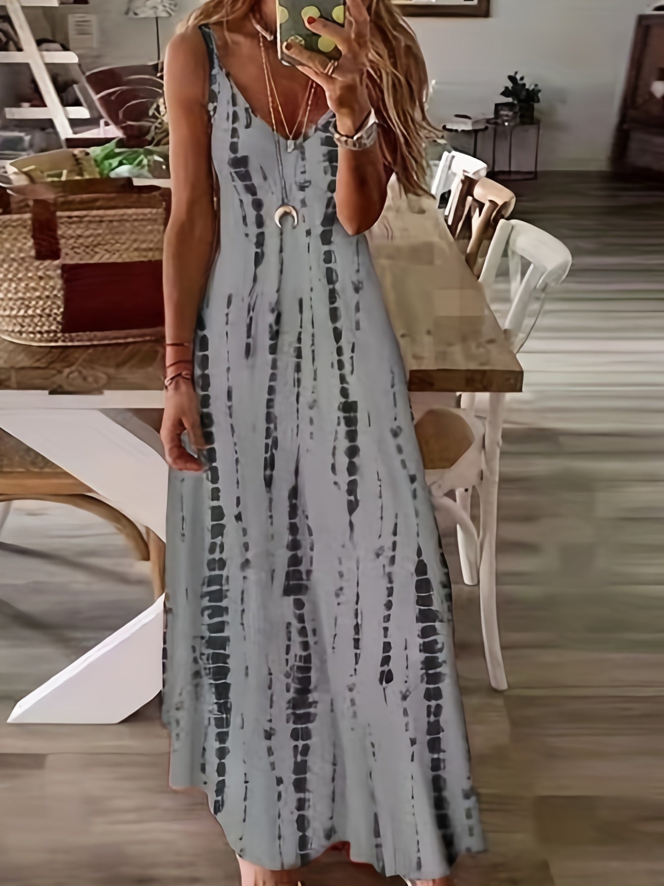 Tie Dye Cami Dress V Neck Maxi Summer Dress Women's Clothing