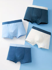 4pcs Boy's Cotton Boxer Briefs Excavator Truck Print Shorts
