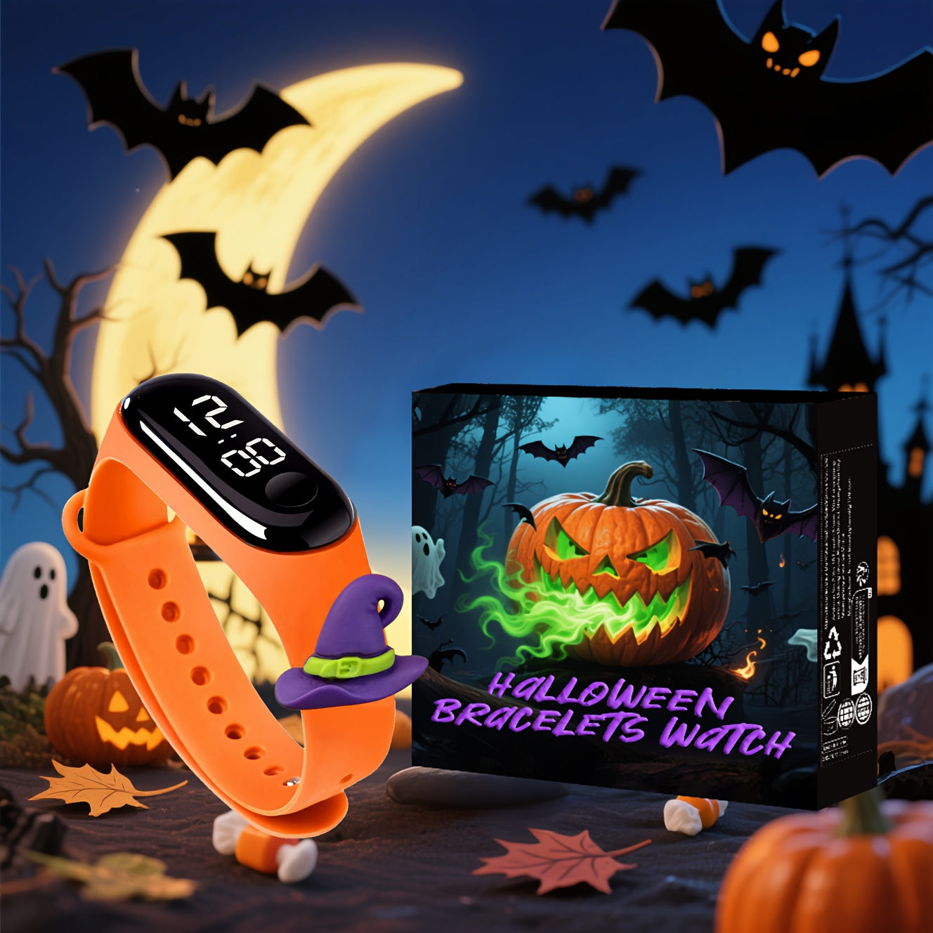 Halloween Electronic Watch Pumpkin and Witch Candy Party Joy Harvest