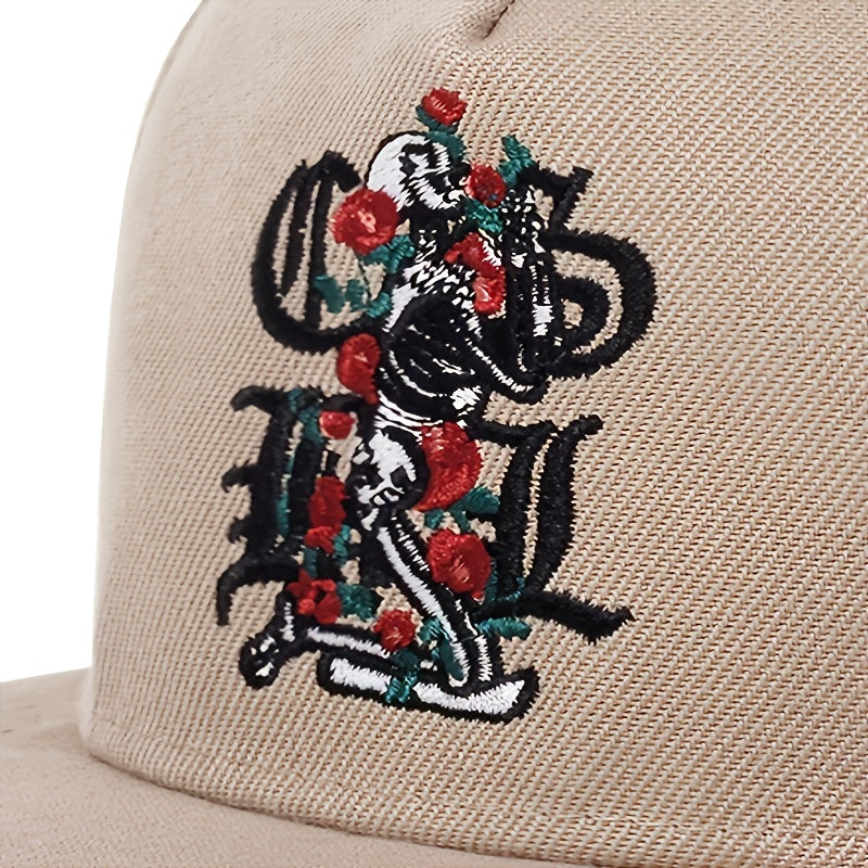 Rose Skull Khaki Hip Hop Hat