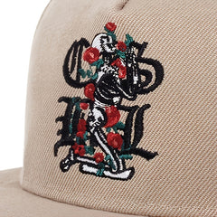 Rose Skull Khaki Hip Hop Hat