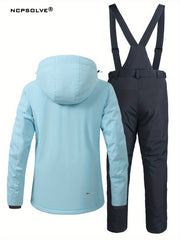 Floral Print Ski Set Hooded Jacket & Trouser Suit Women's Activewear