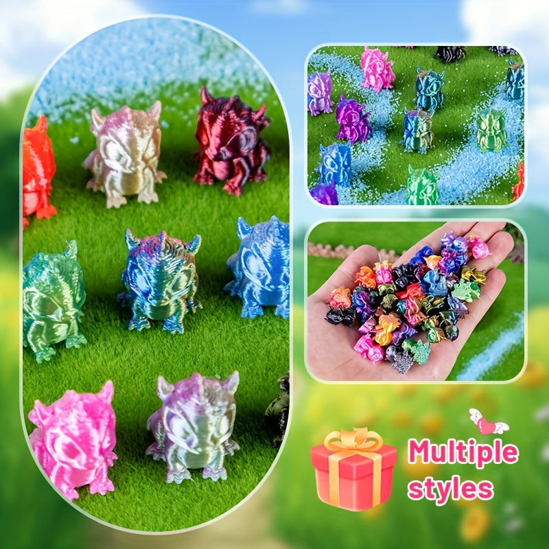 3D Printed Dragon Figurines Mixed Colors Plastic Desk Decor Unique Gift