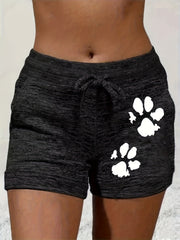 Graphic Print Drawstring Shorts Women's Clothing