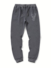 Geometric Deer Pattern Drawstring Joggers Men's Sweatpants