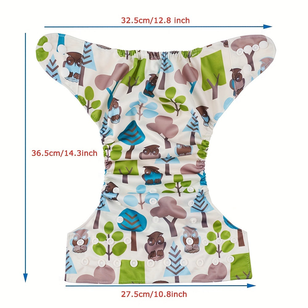 Reusable Bamboo Charcoal Animal Diaper + Pad Fits 3-36 Mo Babies