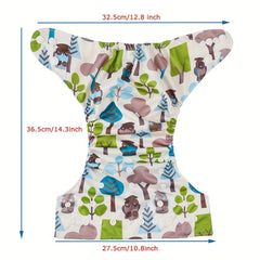 Reusable Bamboo Charcoal Animal Diaper + Pad Fits 3-36 Mo Babies