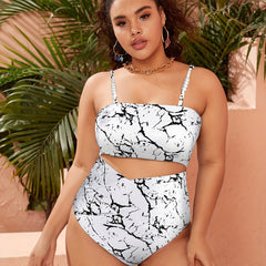 Tie Dye Pearl Strap Top & Tummy Control Swimsuit Set