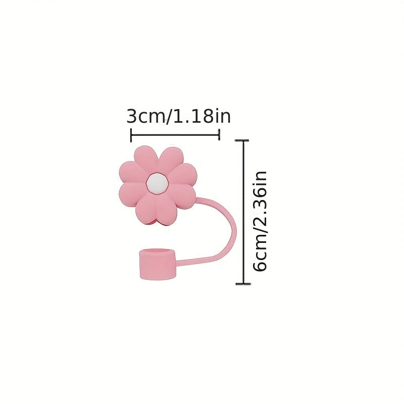 Flower Shaped Reusable Straw Cap Dustproof Cover