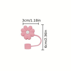Flower Shaped Reusable Straw Cap Dustproof Cover