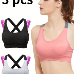 3pcs Criss Cross Sports Bras Colorblock