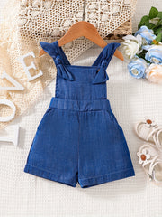 Baby Girls Bowtie Overall Shorts Bib Pants
