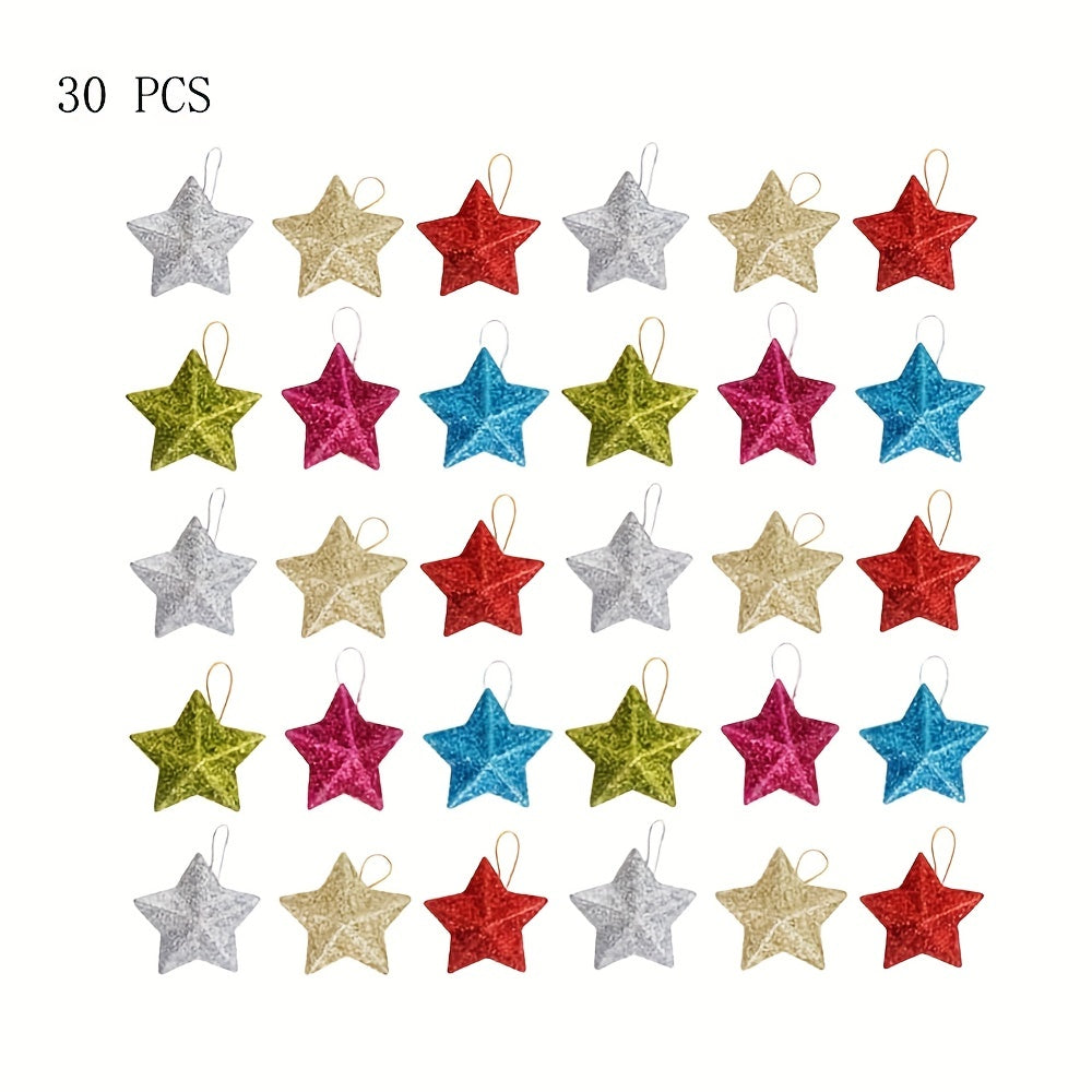 30pcs Golden Star Christmas Tree Decoration 2inch