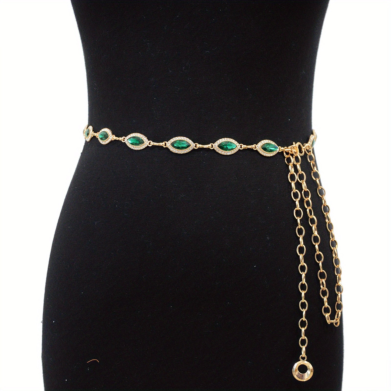 Golden Waist Chain Crystal Rhinestone Boho Body Chain Belt for Women