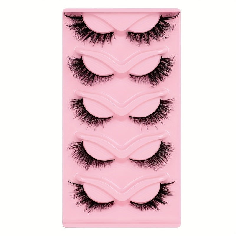 5 Pairs 3D Winged End Cat Eye False Eyelashes