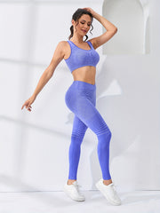 2pcs Yoga Set Cropped Top & High Waist Leggings Women's Activewear