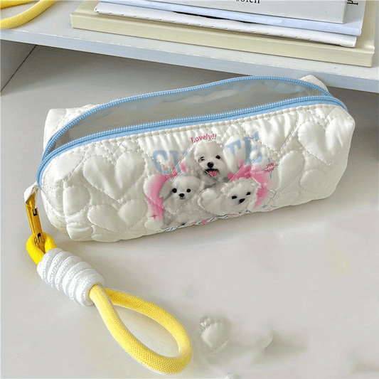 Dog Pattern Makeup Bag Zipper Roomy Cosmetic Accessories Organizer