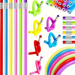 6pcs Colorful Magic Bending Pencils Neon Colors with Erasers