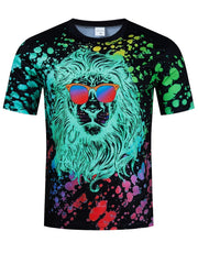 Men's Lion Graphic Print Active Tee for Summer