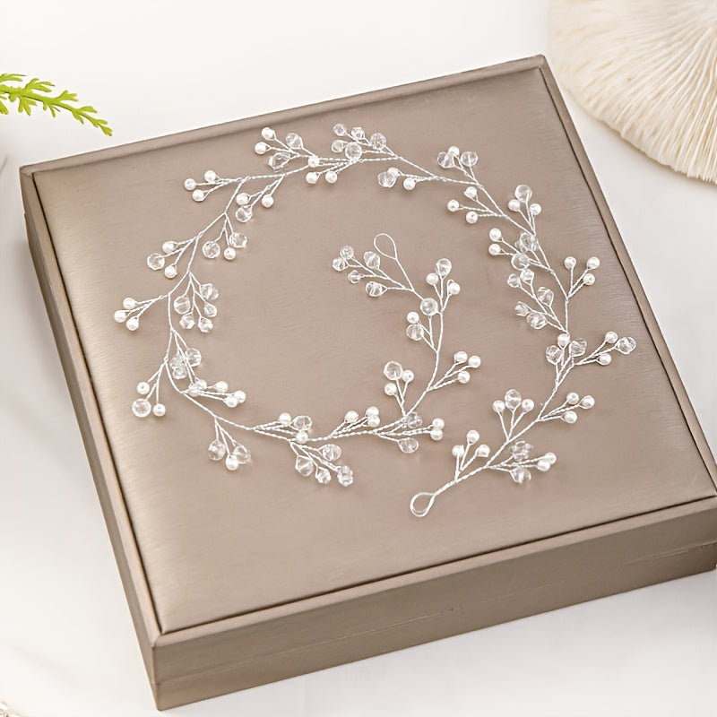 Western Wedding Hair Crown Floral Pearl Ornaments