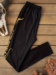 Women's Plus Letter & Cow Print Skinny Leggings