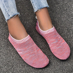 Women's Knit Indoor Sock Slippers Comfy Round Toe Anti-skid House Shoes