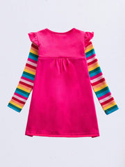 Long Sleeve Star Butterfly Embroidered Rainbow Sleeve Dress
