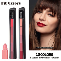 Matte Velvet Lipstick Set Red Nude 5 in 1 Moisturizing Waterproof Lip