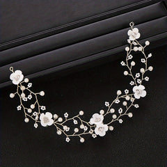 Flower Tiara Pearl Headband Wedding Hair Accessories Prom Headdress