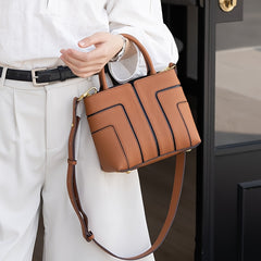 Leather Women's Crossbody Tote Bag High Capacity Handbag Zipper Closure