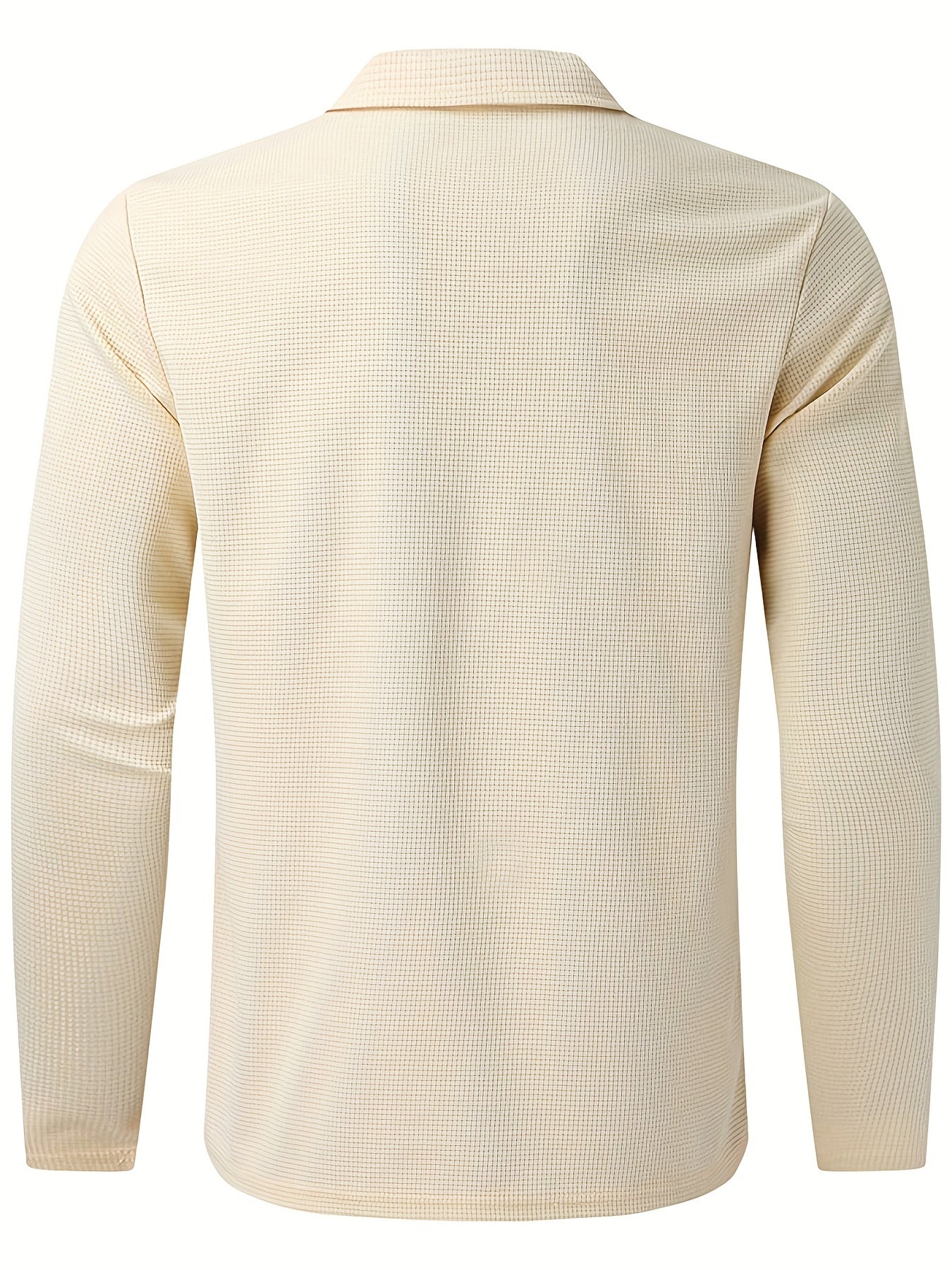 Men's Full Zip Up Waffle Pattern Jacket Lapel Coat Spring Fall